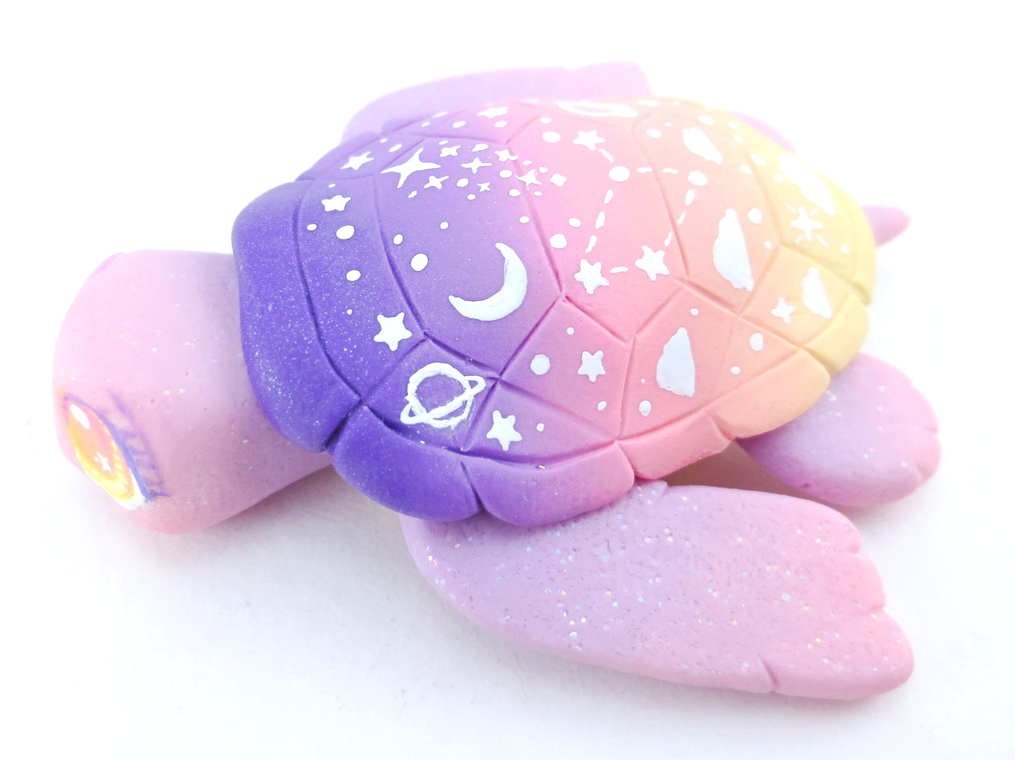 Sunset Ombre Night Sky Turtle Figurine - Polymer Clay Kawaii Animals