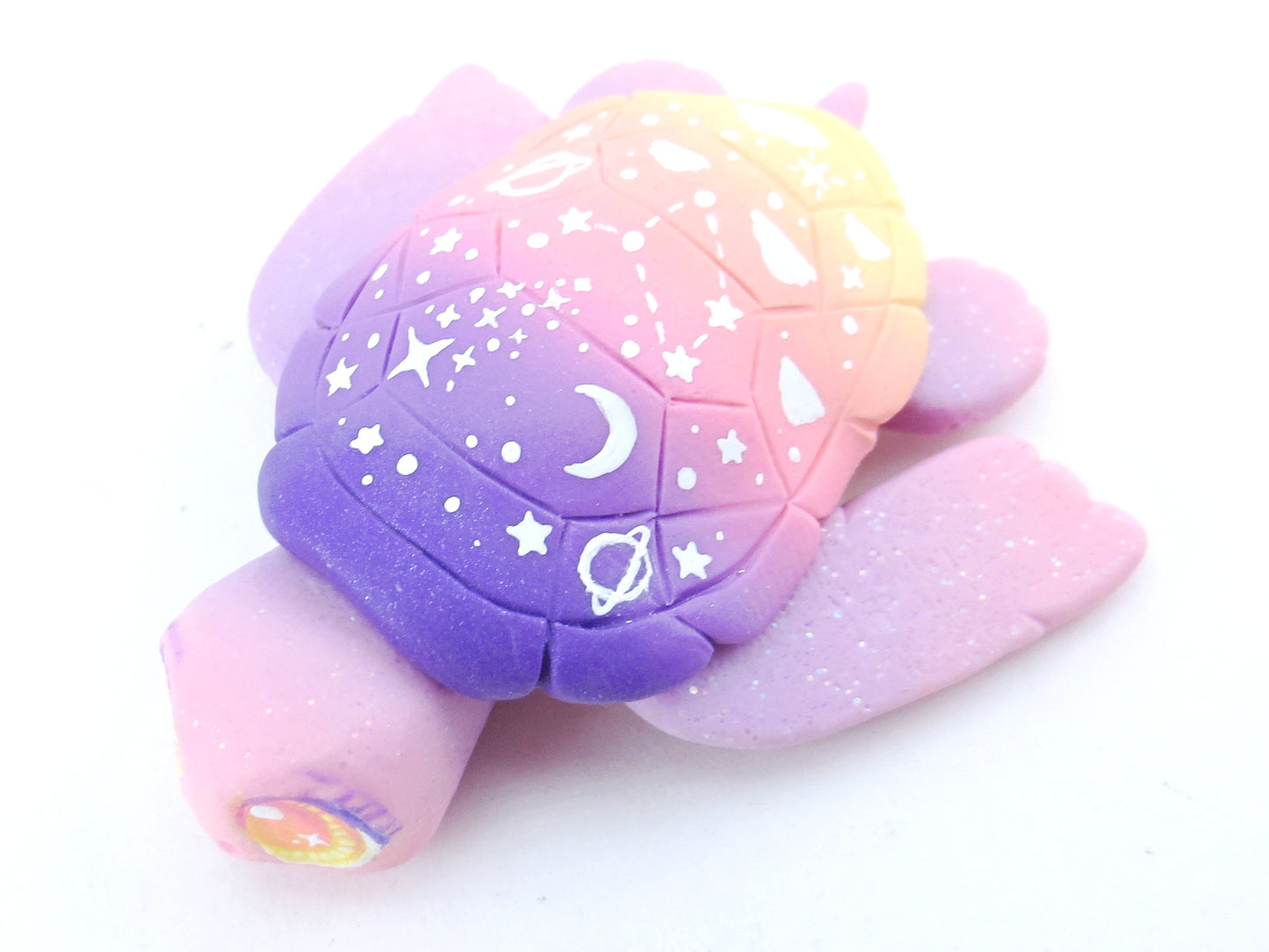 Sunset Ombre Night Sky Turtle Figurine - Polymer Clay Kawaii Animals