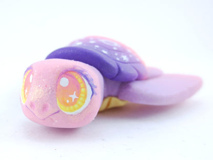 Sunset Ombre Night Sky Turtle Figurine - Polymer Clay Kawaii Animals (version 2)