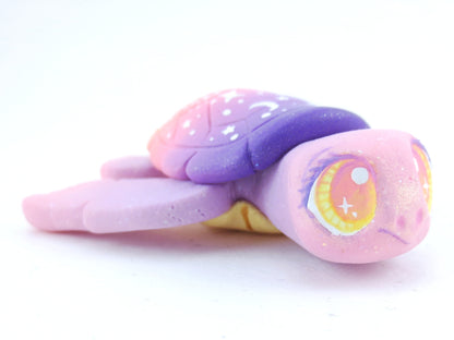 Sunset Ombre Night Sky Turtle Figurine - Polymer Clay Kawaii Animals (version 2)