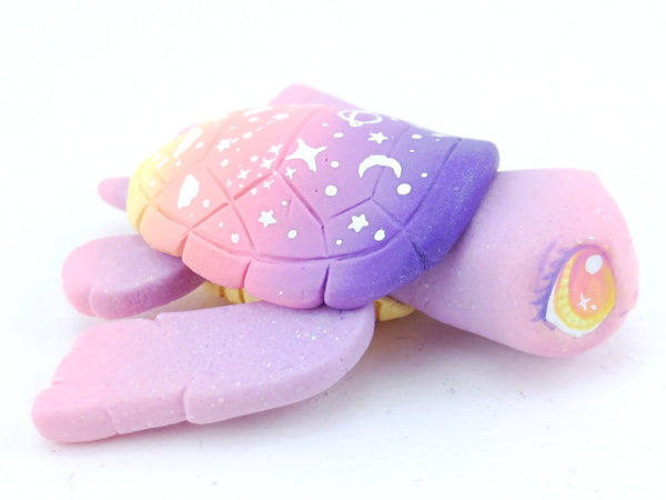 Sunset Ombre Night Sky Turtle Figurine - Polymer Clay Kawaii Animals (version 2)