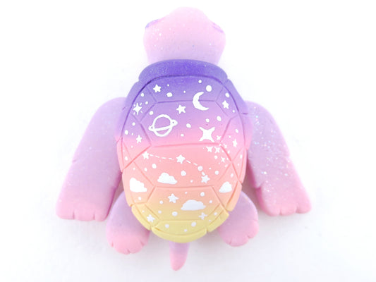 Sunset Ombre Night Sky Turtle Figurine - Polymer Clay Kawaii Animals (version 2)