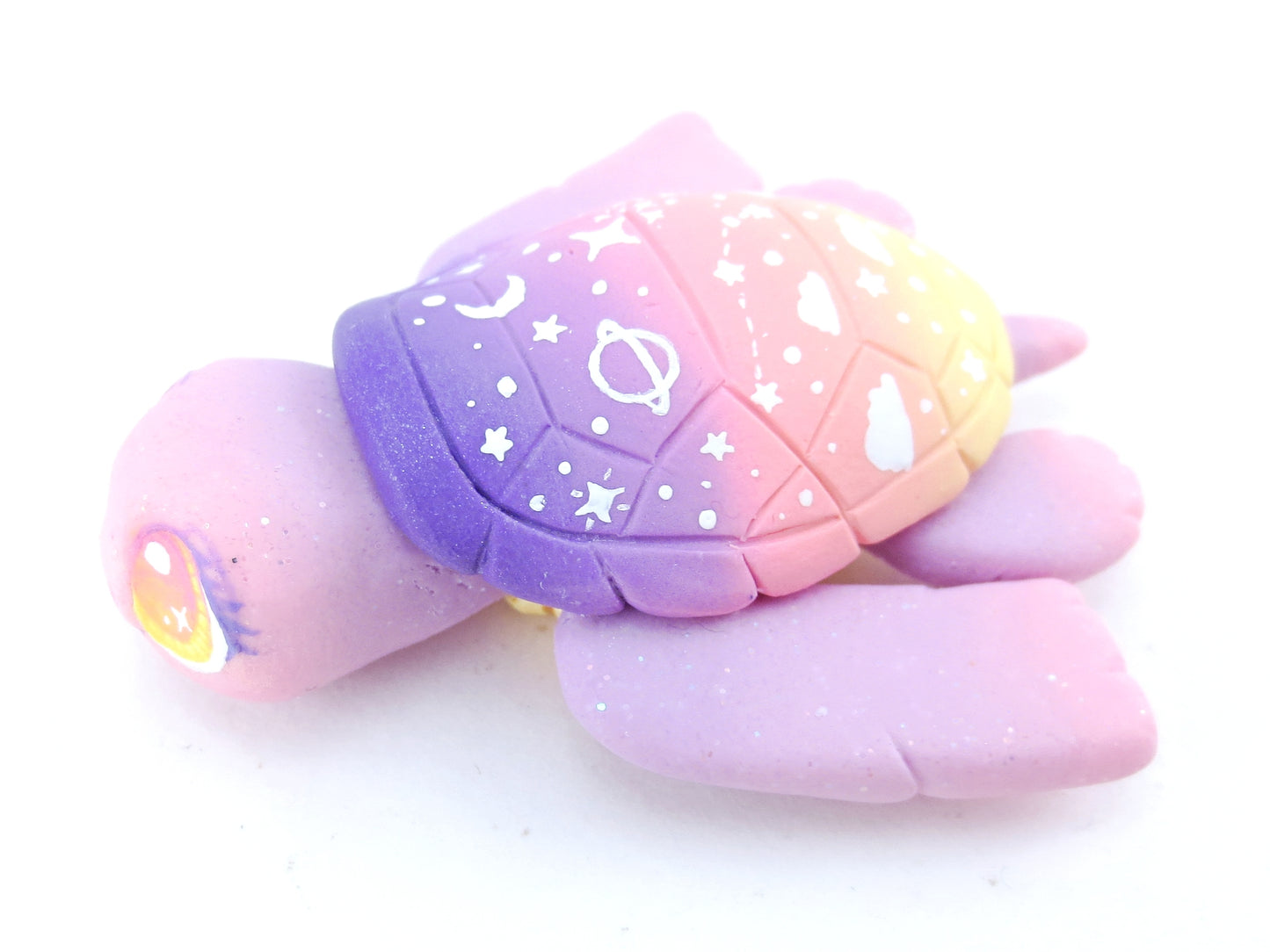 Sunset Ombre Night Sky Turtle Figurine - Polymer Clay Kawaii Animals (version 2)