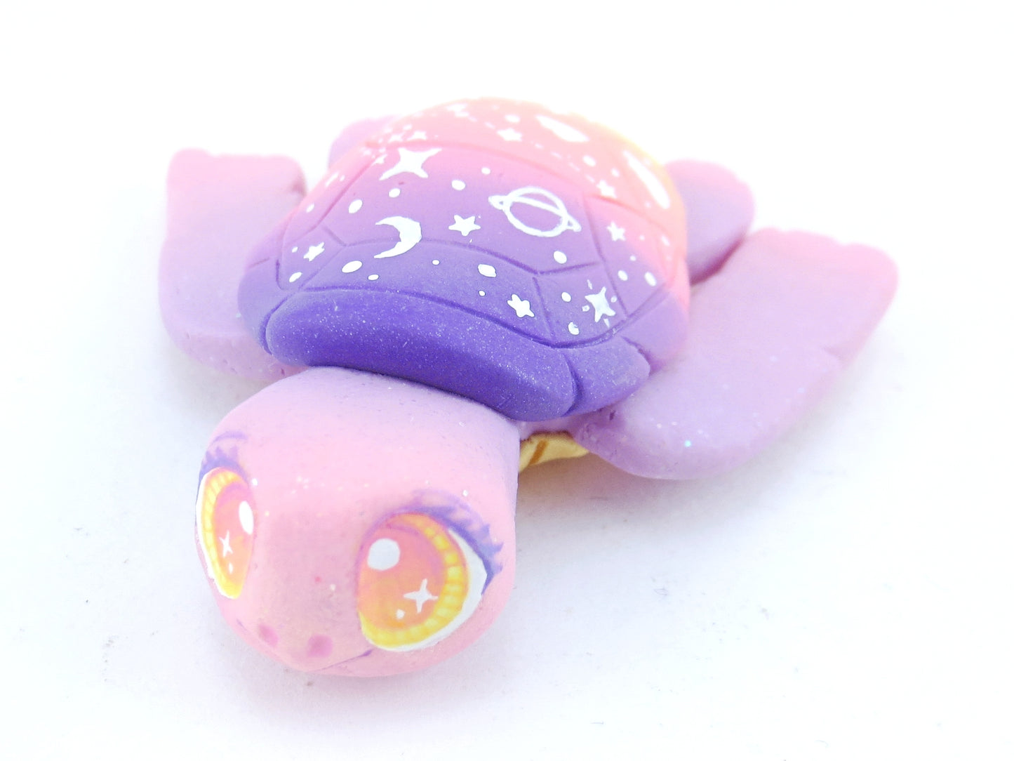 Sunset Ombre Night Sky Turtle Figurine - Polymer Clay Kawaii Animals (version 2)