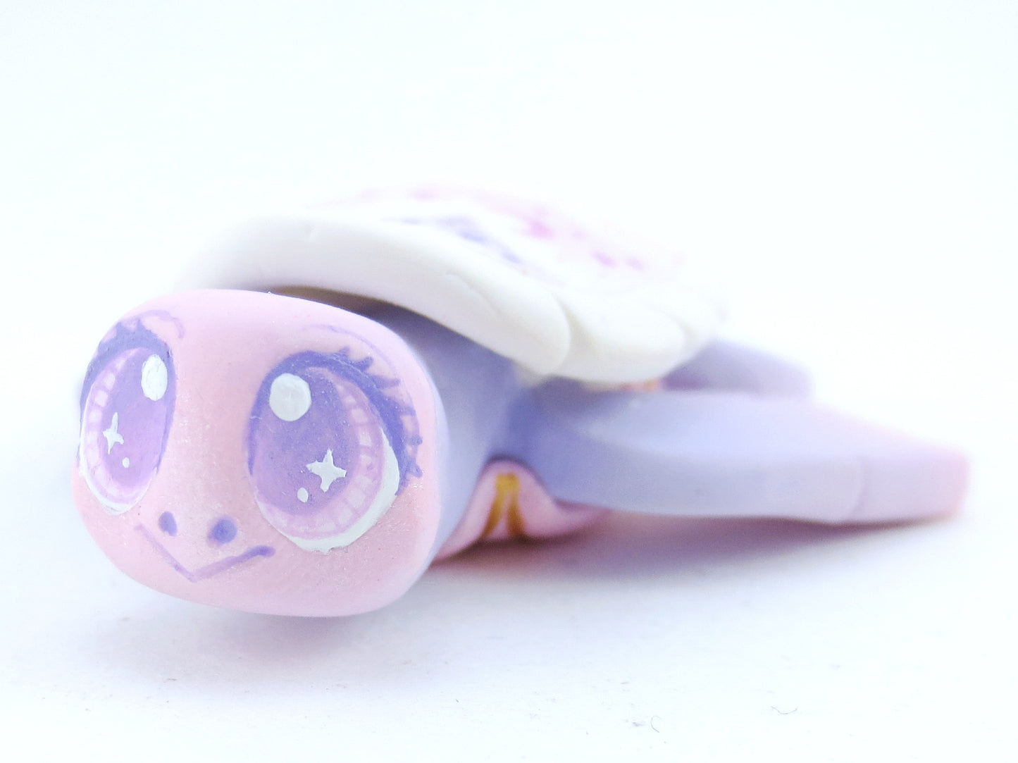 Lavender Cloud Stencil Turtle Figurine - Polymer Clay Kawaii Animals