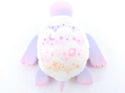 Lavender Cloud Stencil Turtle Figurine - Polymer Clay Kawaii Animals