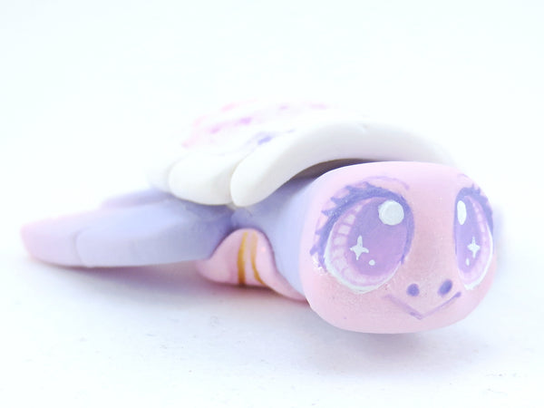Lavender Cloud Stencil Turtle Figurine - Polymer Clay Kawaii Animals