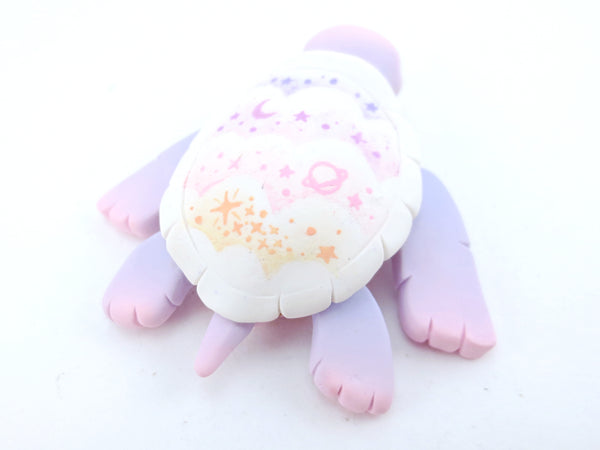 Lavender Cloud Stencil Turtle Figurine - Polymer Clay Kawaii Animals