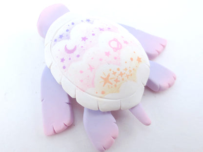 Lavender Cloud Stencil Turtle Figurine - Polymer Clay Kawaii Animals