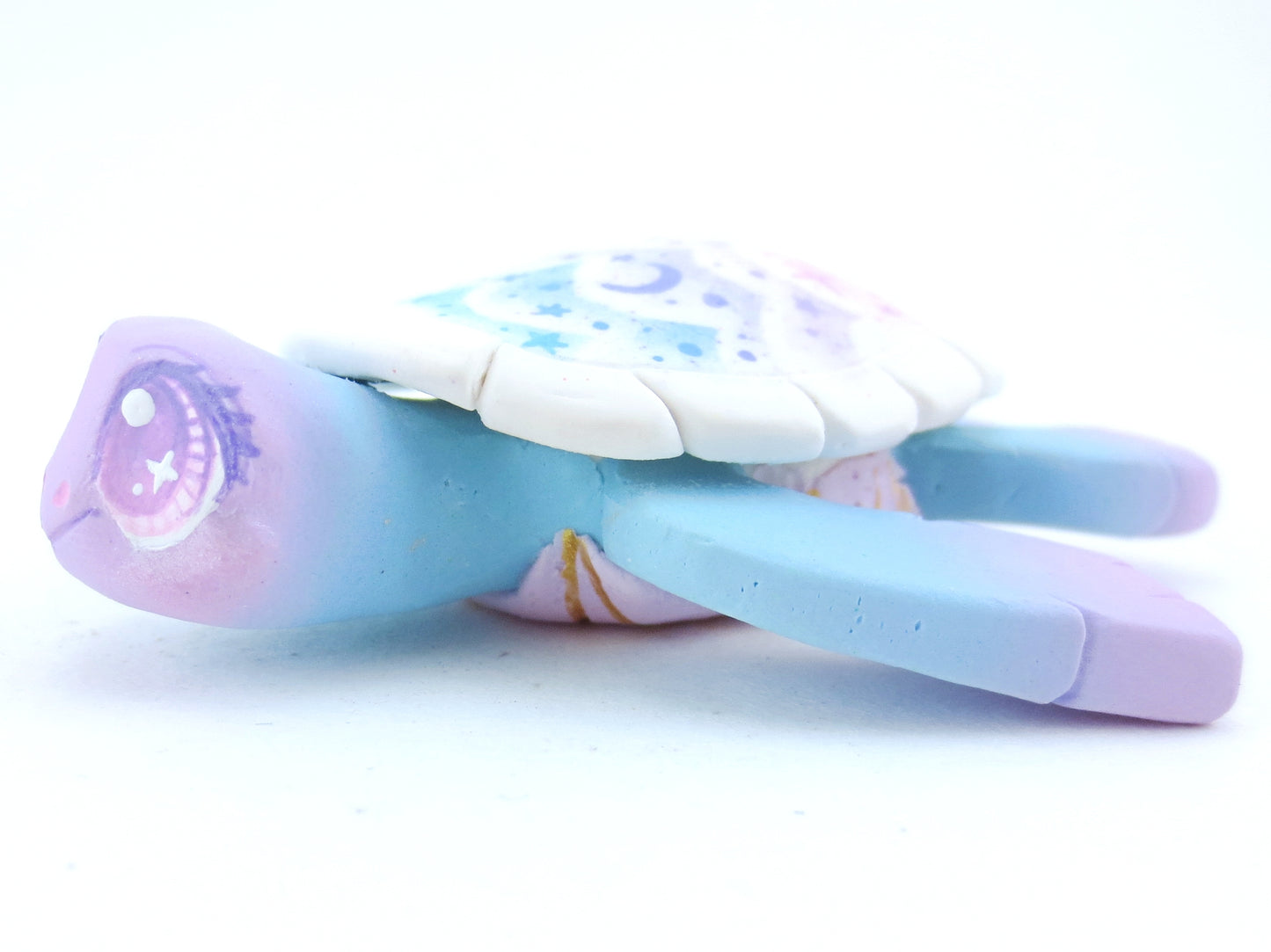 Blue/Purple Cloud Stencil Turtle Figurine - Polymer Clay Kawaii Animals