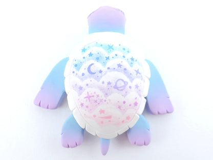 Blue/Purple Cloud Stencil Turtle Figurine - Polymer Clay Kawaii Animals