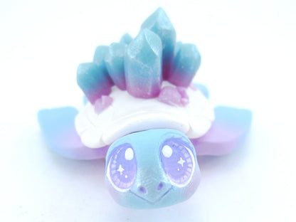 Blue/Purple Ombre Crystal Turtle Figurine - Polymer Clay Kawaii Animals