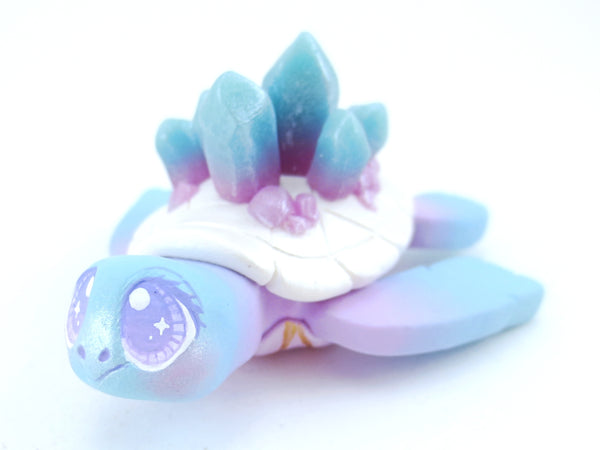 Blue/Purple Ombre Crystal Turtle Figurine - Polymer Clay Kawaii Animals