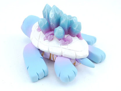 Blue/Purple Ombre Crystal Turtle Figurine - Polymer Clay Kawaii Animals