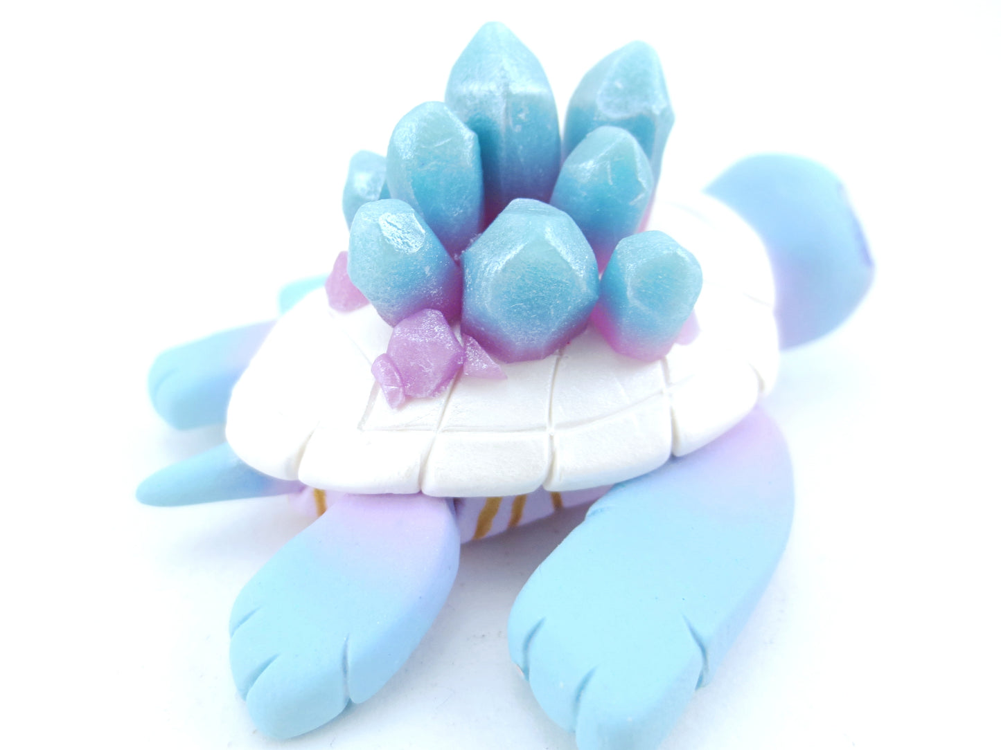 Blue/Purple Ombre Crystal Turtle Figurine - Polymer Clay Kawaii Animals