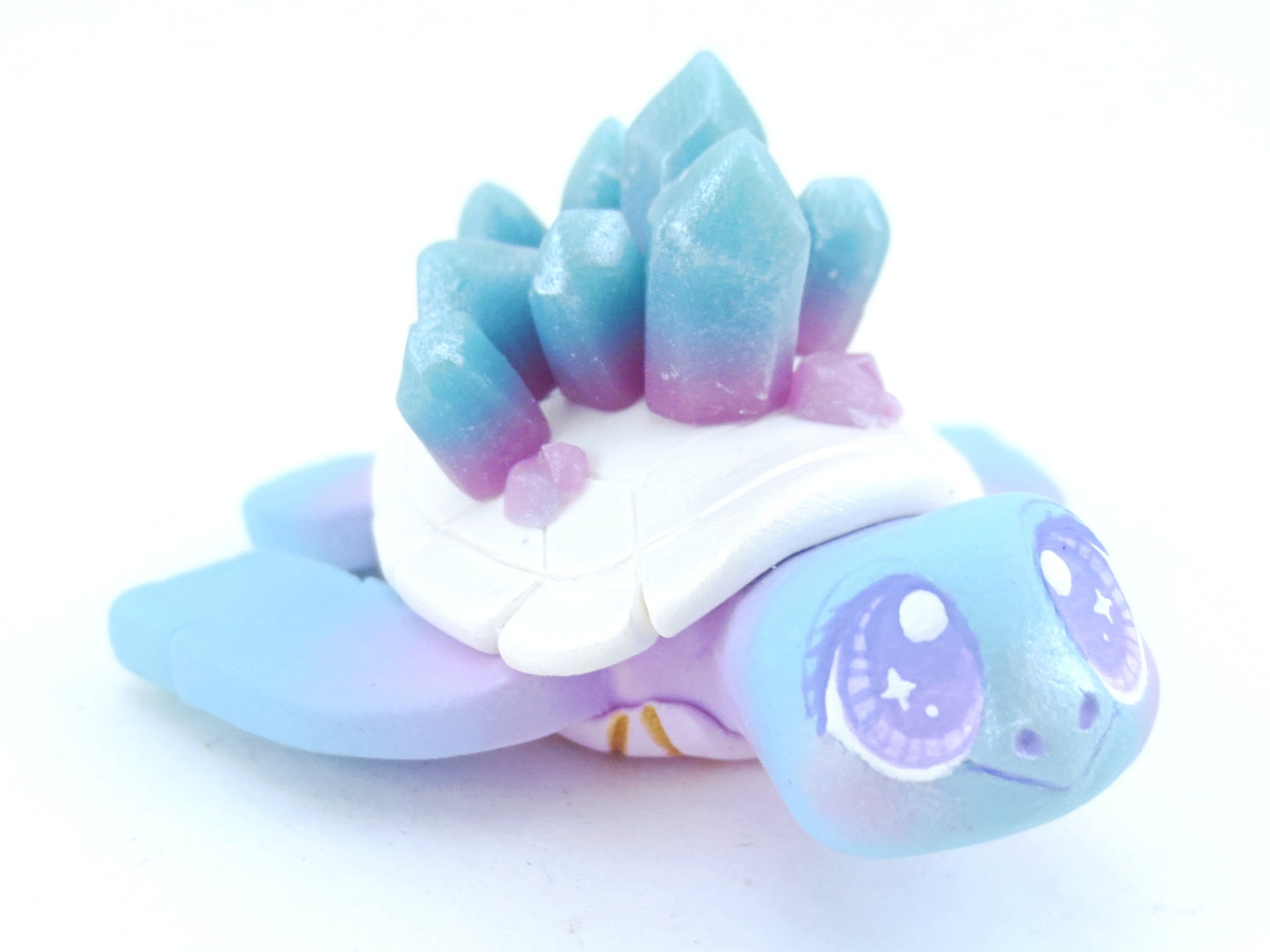 Blue/Purple Ombre Crystal Turtle Figurine - Polymer Clay Kawaii Animals