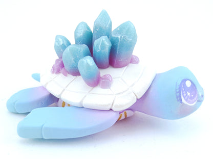 Blue/Purple Ombre Crystal Turtle Figurine - Polymer Clay Kawaii Animals