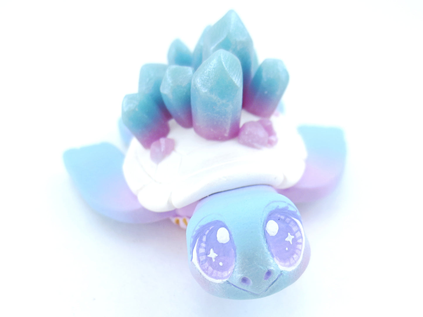 Blue/Purple Ombre Crystal Turtle Figurine - Polymer Clay Kawaii Animals