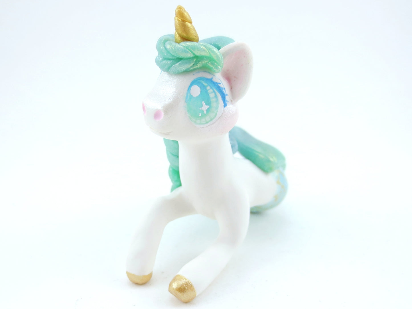 Mermaid Unicorn Mermicorn - Blue/Green Ombre Hippocampus Figurine - Polymer Clay Kawaii Animals