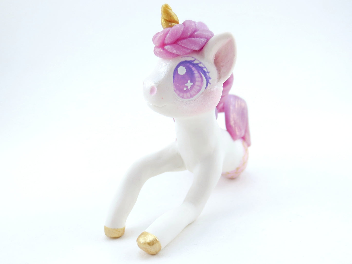 Mermaid Unicorn Mermicorn - Purple/Pink Ombre Hippocampus Figurine - Polymer Clay Kawaii Animals