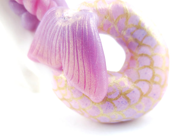 Mermaid Unicorn Mermicorn - Purple/Pink Ombre Hippocampus Figurine - Polymer Clay Kawaii Animals