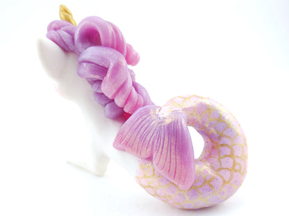 Mermaid Unicorn Mermicorn - Purple/Pink Ombre Hippocampus Figurine - Polymer Clay Kawaii Animals