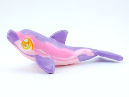 Pink and Purple Dolphin Figurine - Polymer Clay Kawaii Animals