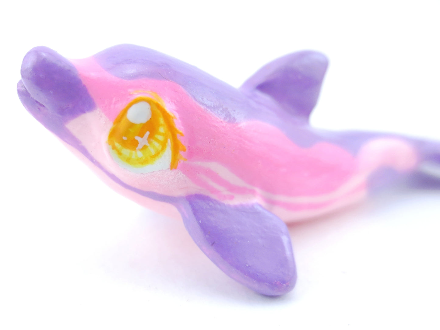 Pink and Purple Dolphin Figurine - Polymer Clay Kawaii Animals