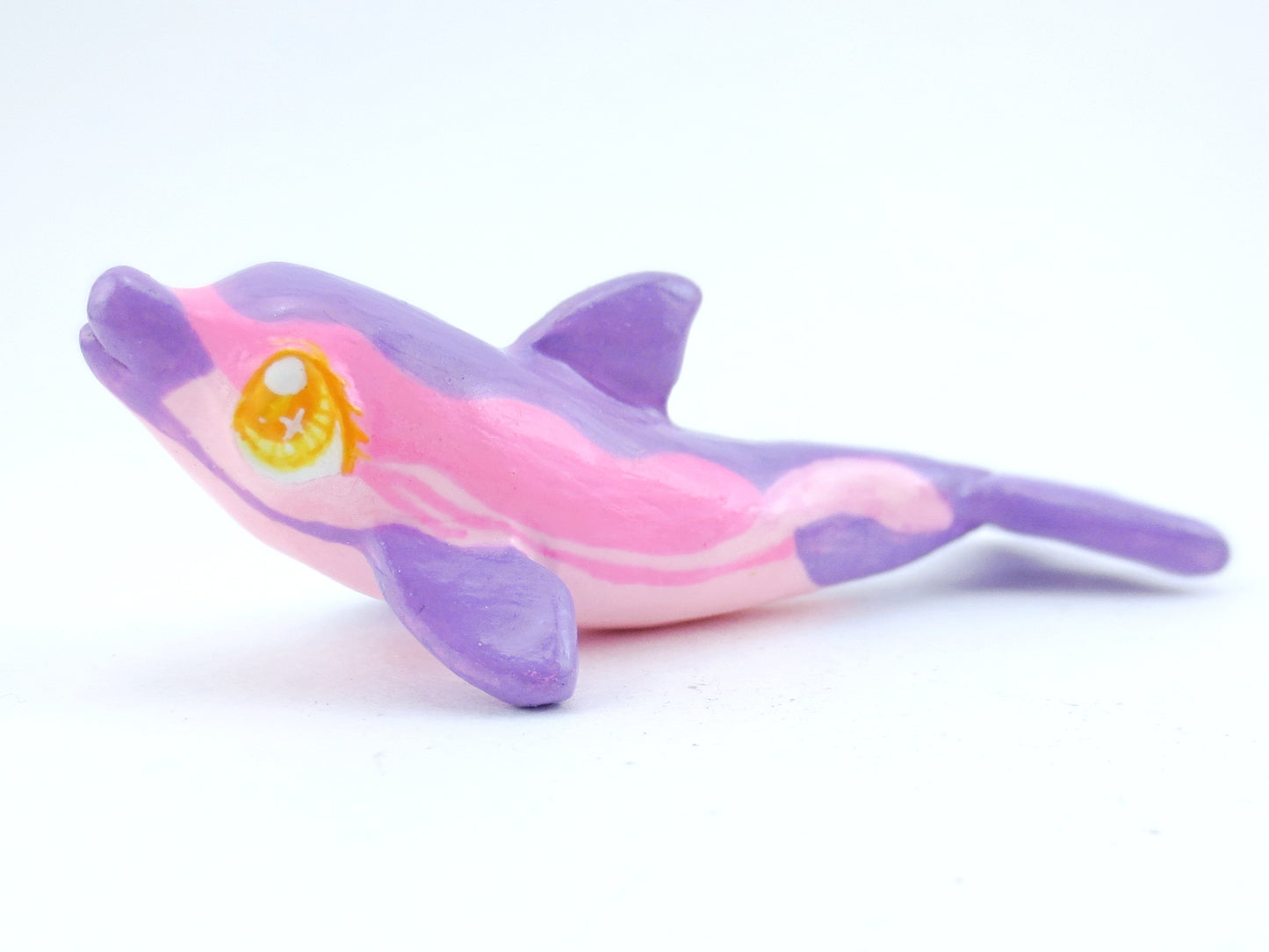 Pink and Purple Dolphin Figurine - Polymer Clay Kawaii Animals