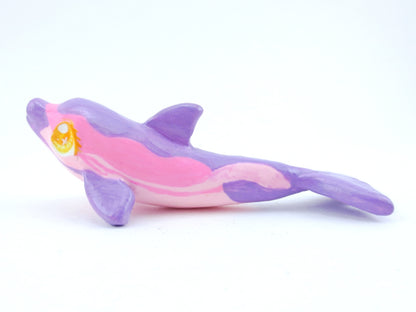 Pink and Purple Dolphin Figurine - Polymer Clay Kawaii Animals