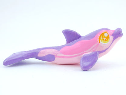 Pink and Purple Dolphin Figurine - Polymer Clay Kawaii Animals