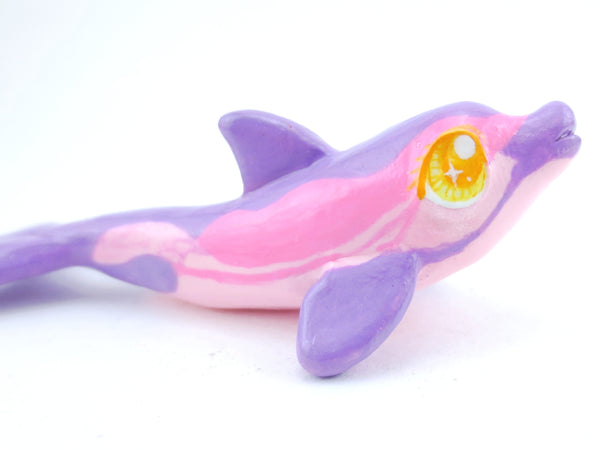 Pink and Purple Dolphin Figurine - Polymer Clay Kawaii Animals