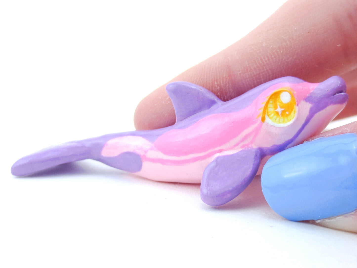 Pink and Purple Dolphin Figurine - Polymer Clay Kawaii Animals