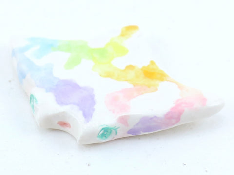 Rainbow Watercolor Effect Manta Ray Figurine - Polymer Clay Kawaii Animals