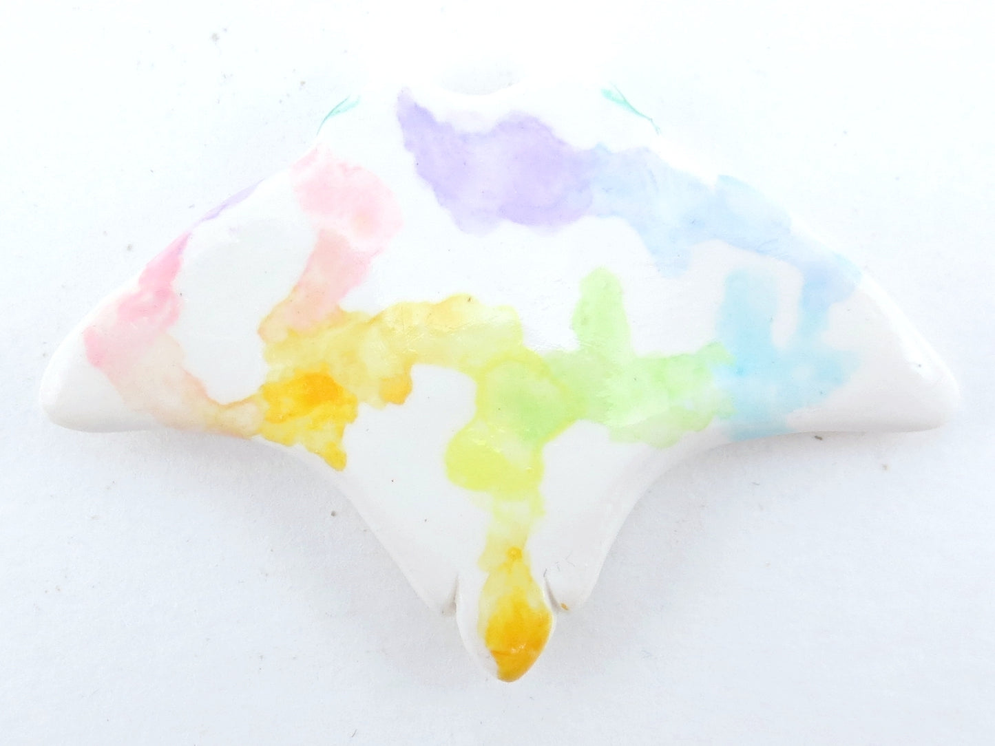 Rainbow Watercolor Effect Manta Ray Figurine - Polymer Clay Kawaii Animals