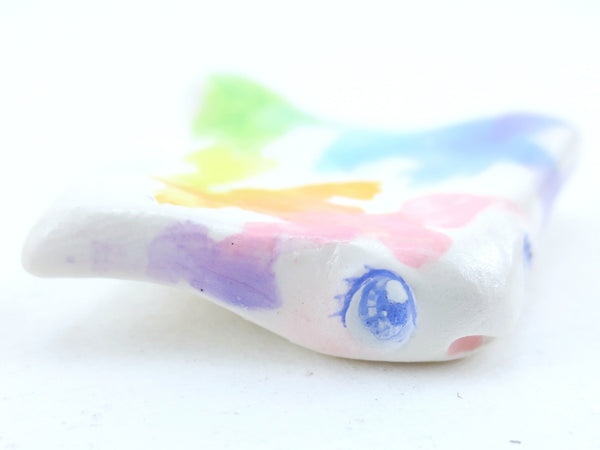 Rainbow Watercolor Effect Sting Ray Figurine - Polymer Clay Kawaii Animals