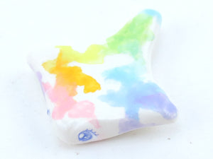 Rainbow Watercolor Effect Sting Ray Figurine - Polymer Clay Kawaii Animals