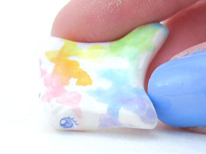 Rainbow Watercolor Effect Sting Ray Figurine - Polymer Clay Kawaii Animals