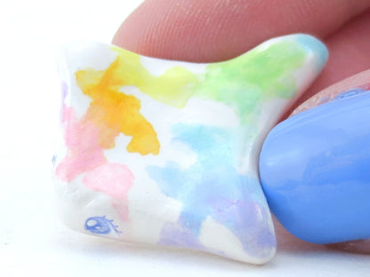 Rainbow Watercolor Effect Sting Ray Figurine - Polymer Clay Kawaii Animals