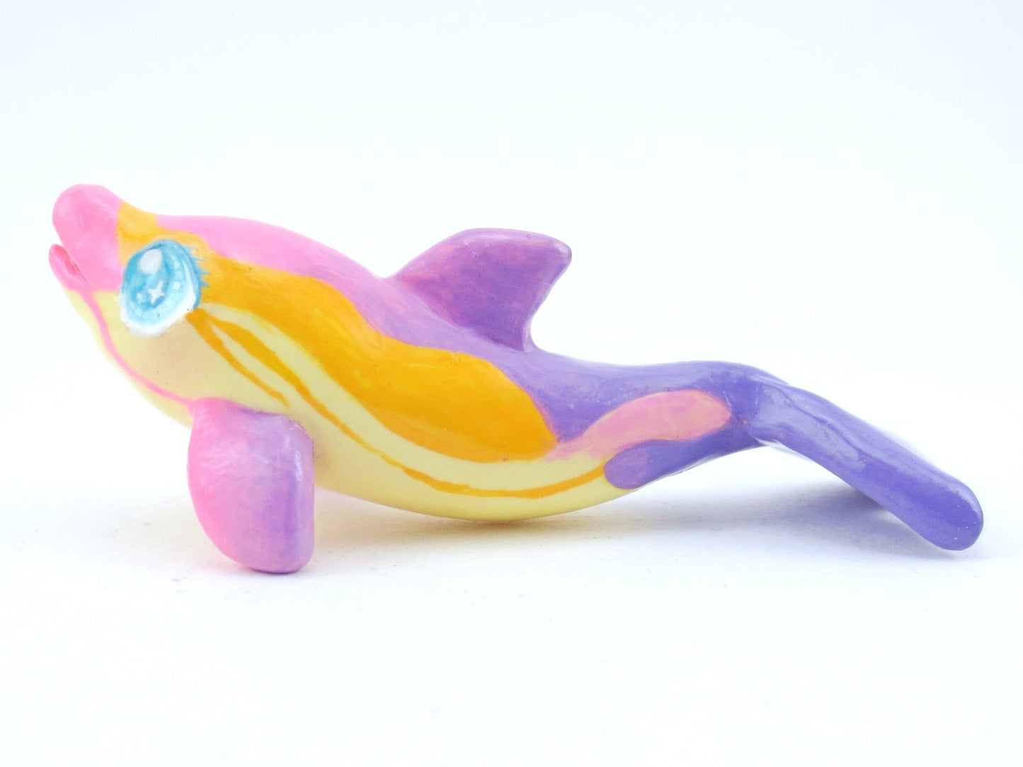 Purple and Pink Ombre Dolphin Figurine - Polymer Clay Kawaii Animals