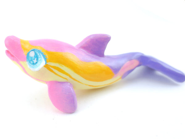 Purple and Pink Ombre Dolphin Figurine - Polymer Clay Kawaii Animals