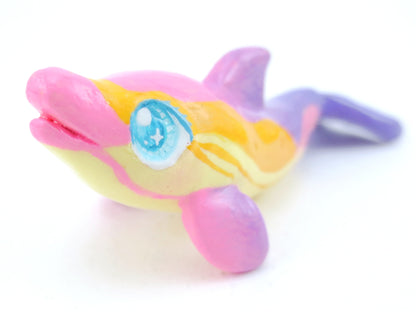 Purple and Pink Ombre Dolphin Figurine - Polymer Clay Kawaii Animals