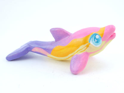 Purple and Pink Ombre Dolphin Figurine - Polymer Clay Kawaii Animals