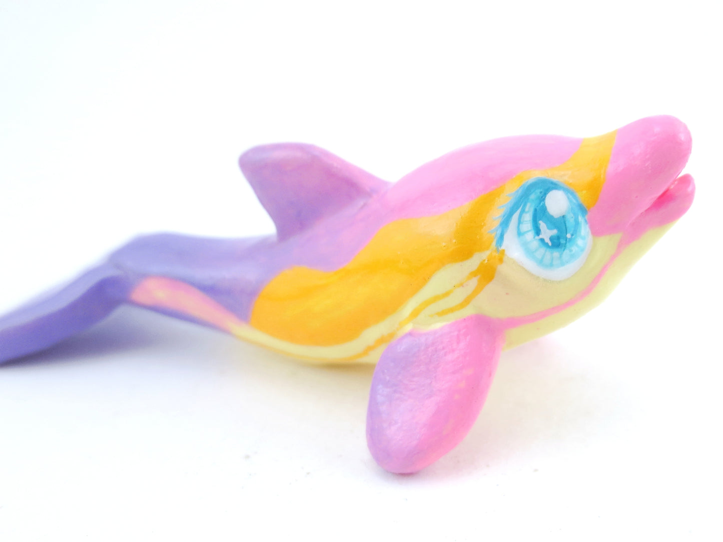 Purple and Pink Ombre Dolphin Figurine - Polymer Clay Kawaii Animals