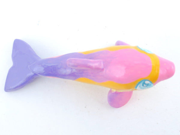 Purple and Pink Ombre Dolphin Figurine - Polymer Clay Kawaii Animals