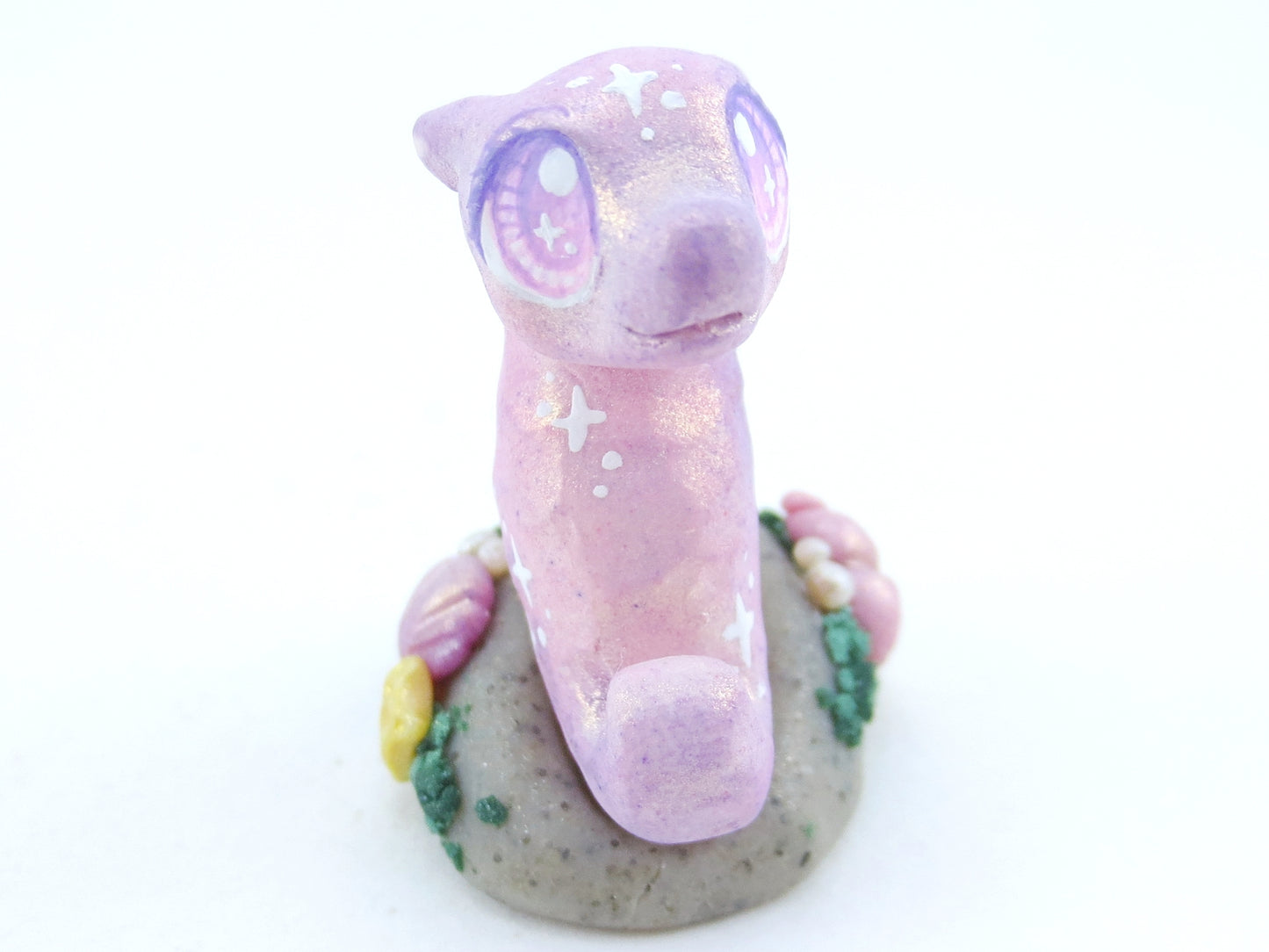 Purple Shimmer Baby Seahorse Figurine - Polymer Clay Kawaii Animals