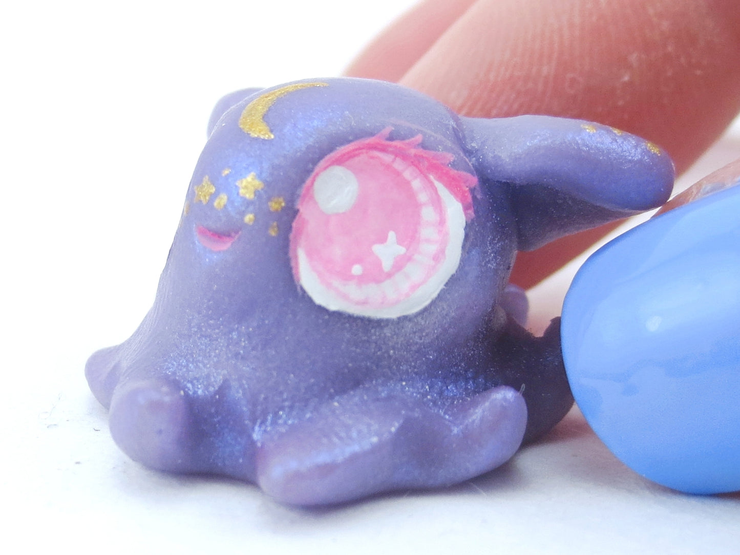 Star Freckles Purple Baby Dumbo Octopus Figurine - Polymer Clay Kawaii Animals