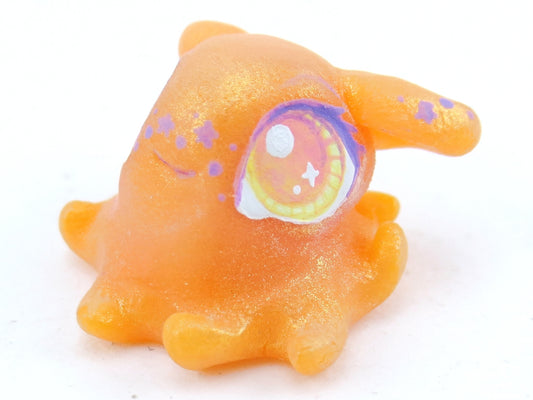 Star Freckles Orange Baby Dumbo Octopus Figurine - Polymer Clay Kawaii Animals