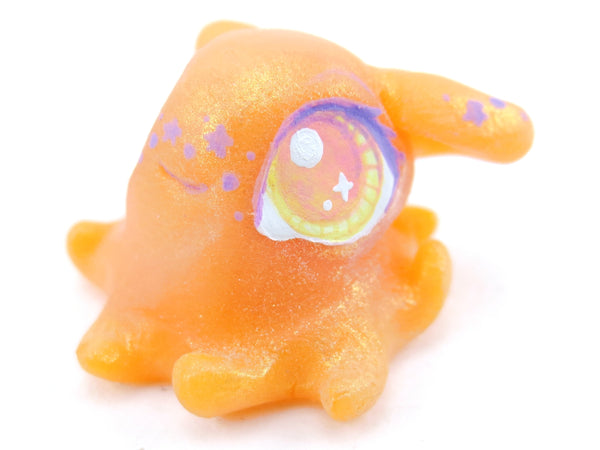 Star Freckles Orange Baby Dumbo Octopus Figurine - Polymer Clay Kawaii Animals