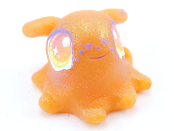 Star Freckles Orange Baby Dumbo Octopus Figurine - Polymer Clay Kawaii Animals